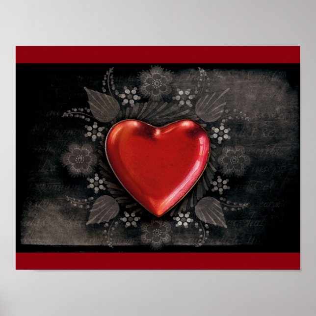 POSTER 1209 DARK RED BLACK HEART EMO LOVE TOUGH DARK (Devant)
