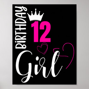 Poster 12 ans fille joyeux 12e anniversaire