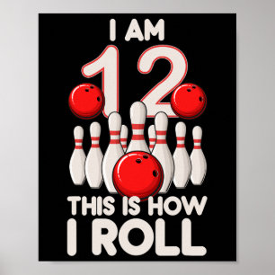 Poster 12 Ans Vieux Bowling Party 12ème Anniversaire C'Es
