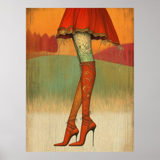 Poster *~* 12 FD2 Automne Fille lunaire Automne Jambes ré (Devant)