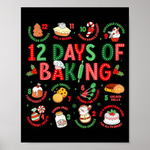 Poster 12 Jours de boulanger pâtissier Noël cuisinier che