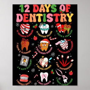Poster 12 Jours De Dentisterie Dentiste Noël Dent Noël De