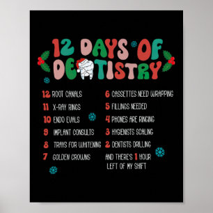 Poster 12 Jours De Dentisterie Noël Dentiste Hygiène Dent