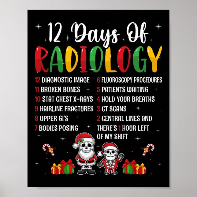Poster 12 Jours De Radiologie Xmas Rad Tech Christmas Rad (Devant)