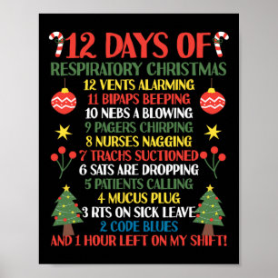 Poster 12 Jours De Thérapeute Respiratoire Noël Drôle R
