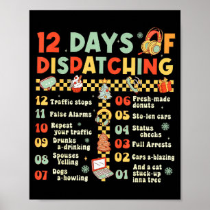 Poster 12 Jours d'expédition Funny 911 Dispatcher Noël