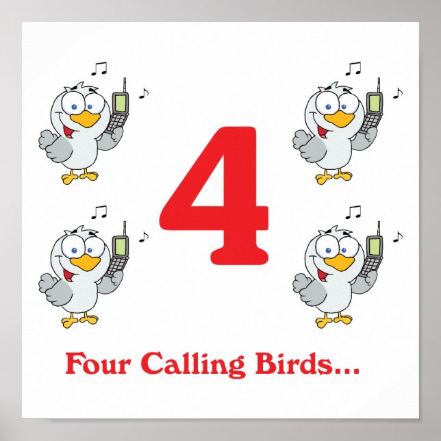 Poster 12 jours quatre oiseaux appelant (Devant)