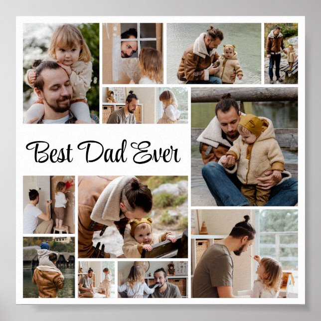 Poster 12 Photo Collage Meilleur Papa Jamais (Devant)