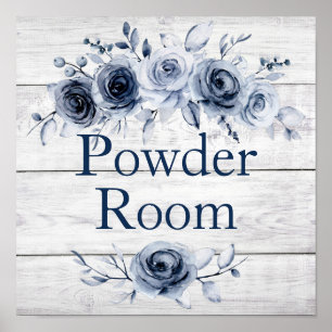 Poster 12 x 12 Chic Bauernhof Blau/Weiße Blüte PR