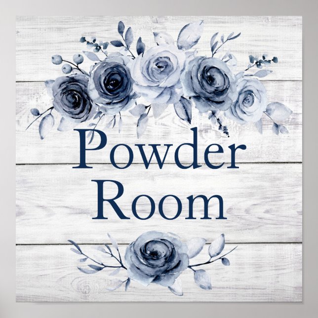 Poster 12 x 12 Chic Bauernhof Blau/Weiße Blüte PR (Vorne)