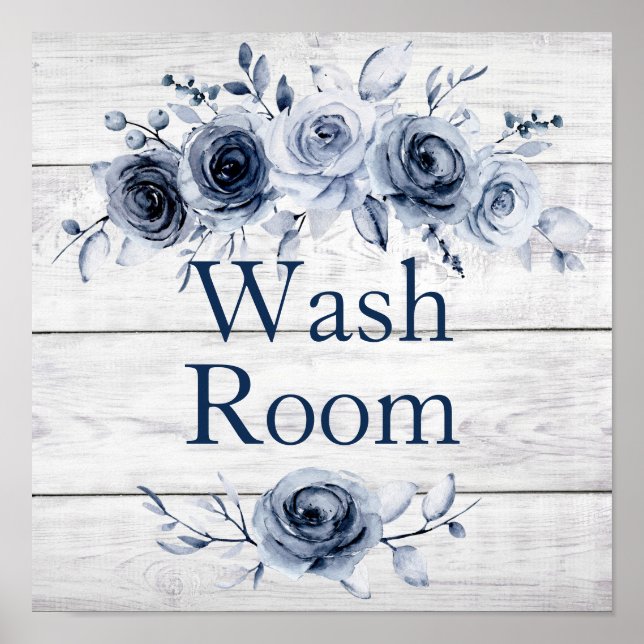 Poster 12 x 12 Chic Farmhouse Bleu/Blanc Floral 2 (Devant)