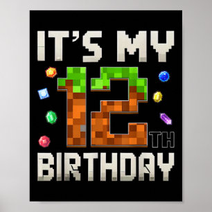 Poster 12e anniversaire 12 ans Anniversaire Garçon Gamer 