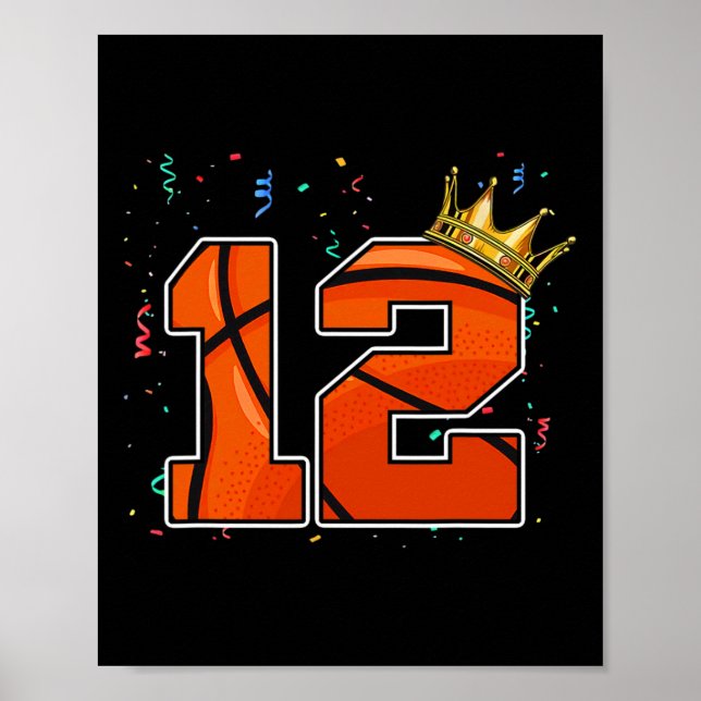 Poster 12e anniversaire Basketball grand nombre 12 ans Bo (Devant)