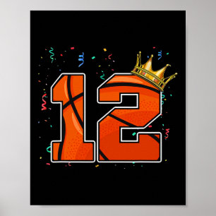 Poster 12e anniversaire Basketball grand nombre 12 ans Bo