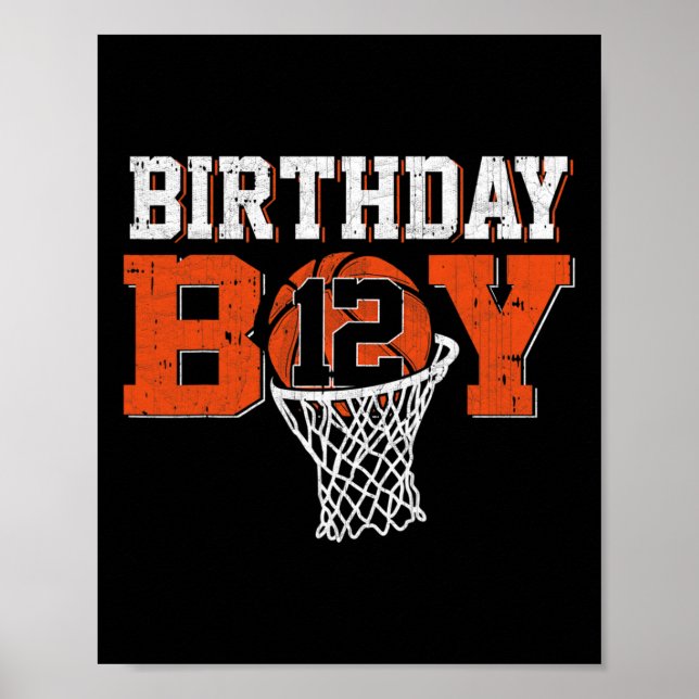 Poster 12e anniversaire garçon de basketball Lover 12 ans (Devant)