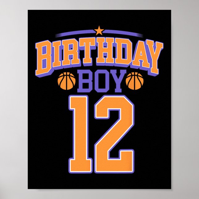 Poster 12e anniversaire garçon de basketball Lover 12 ans (Devant)