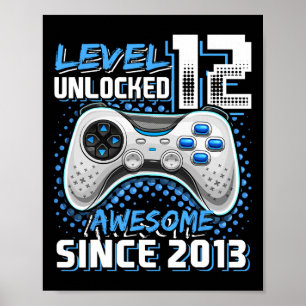 Poster 12e anniversaire garçon niveau 12 gamer 12 ans jeu