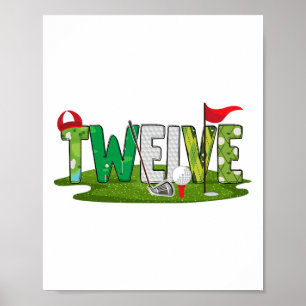 Poster 12e Anniversaire Golf Thème 12 ans Enfants Sport P