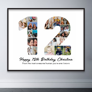 Poster 12e anniversaire Numéro 12 photo Collage photo