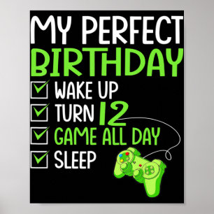 Poster 12ème Anniversaire Parfait Garçons Jouant 12 Ans G