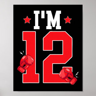 Poster 12th Birthday Boxing Twelve Year Old Boxer Birthda