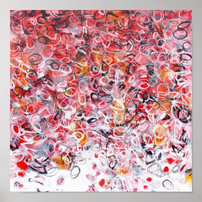 Poster 12x12 Abstrait Rouge Noir Blanc Art Moderne Imprim (Devant)