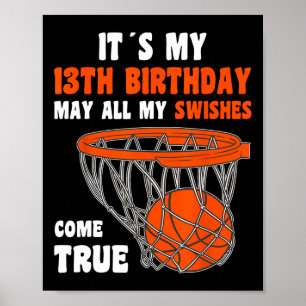 Poster 13 ans Joyeux 13e anniversaire Basketball 13e Bi