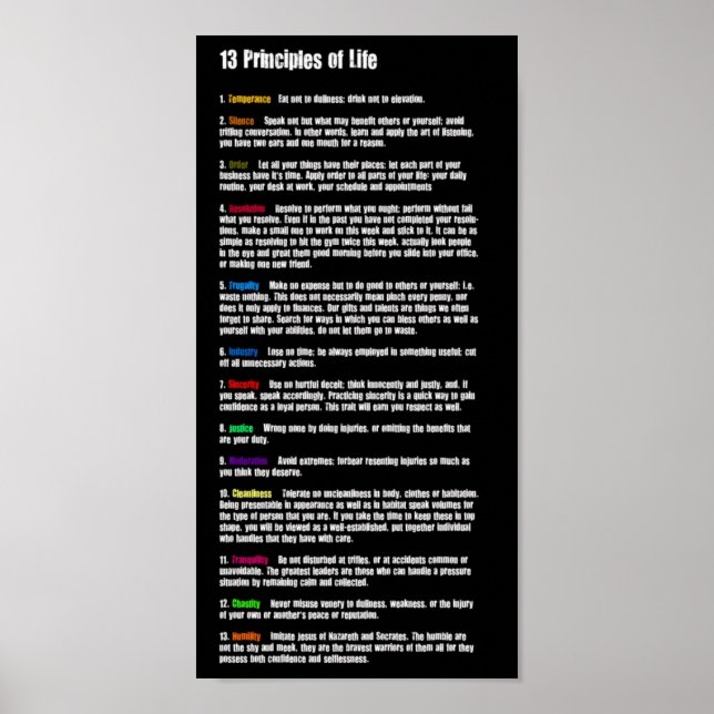 Poster 13 Principes de vie (Devant)