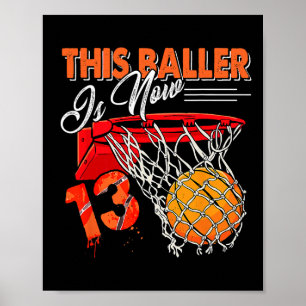 Poster 13e anniversaire Basketball amusant 13 ans enfants