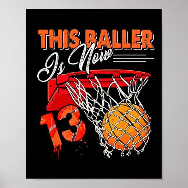 Poster 13e anniversaire Bysketbyll Amusants 13 ans enfant (Devant)
