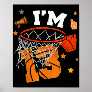 Poster 13e anniversaire de basket-ball garçon 13 ans trei