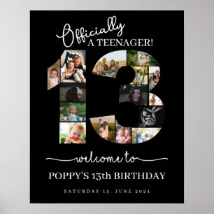 Poster 13e anniversaire officiellement un collage photo a