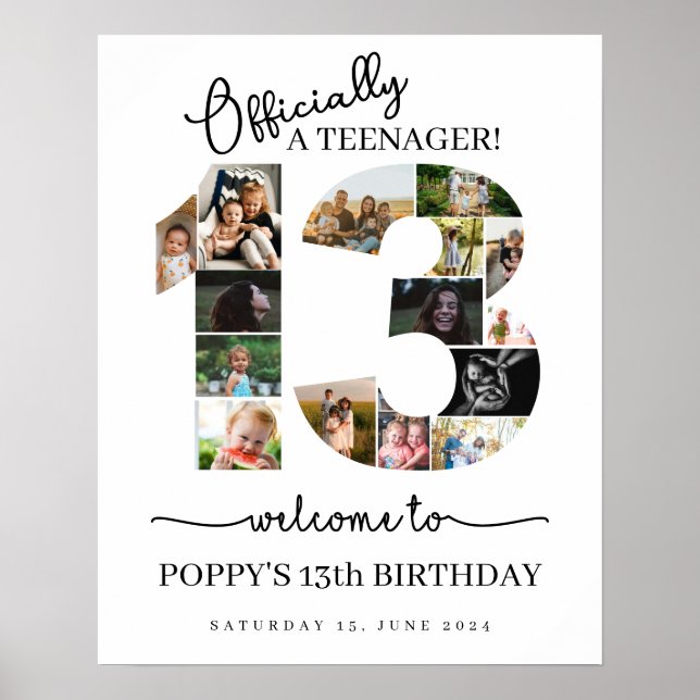 Poster 13e anniversaire officiellement un collage photo a (Devant)