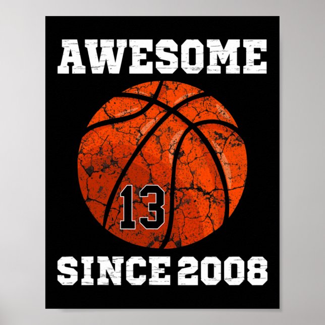 Poster 13th Birthday Sketll Lover Gift 13 Years Old Vinta (Devant)