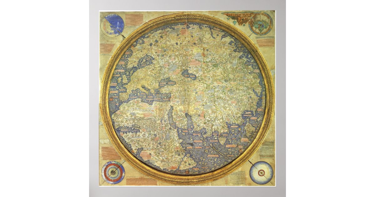 Poster 1460 La carte du monde inversée Fra Mauro Zazzle.ch — free download