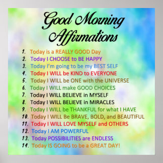 Poster 14 Affirmations du bon matin - Pensée positive