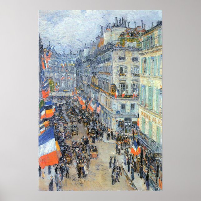 Poster 14 juillet, rue Daunou par Childe Hassam (Devant)