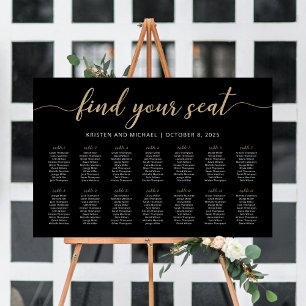 Poster 14 Tables Trouvez Votre Place Plan de table noir