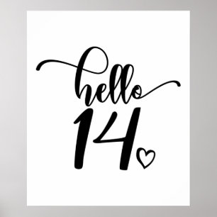 Poster 14e anniversaire Femmes Bonjour 14 mignonne 14 ans