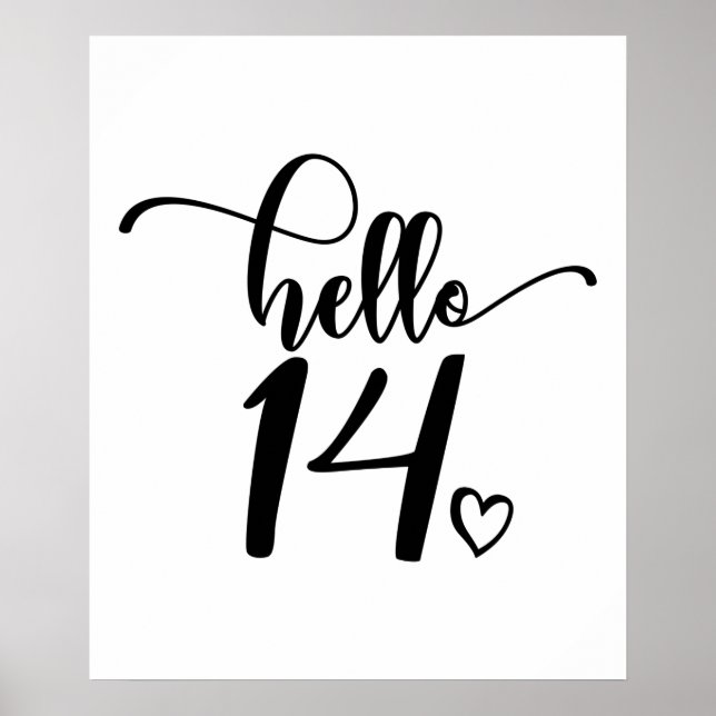 Poster 14e anniversaire Femmes Bonjour 14 mignonne 14 ans (Devant)