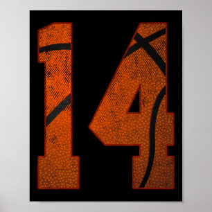 Poster 14e fête d'anniversaire Quatorze ans 14 ans Basket