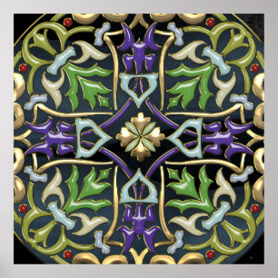 Poster [150] Croix celtique [Or avec émail noir]