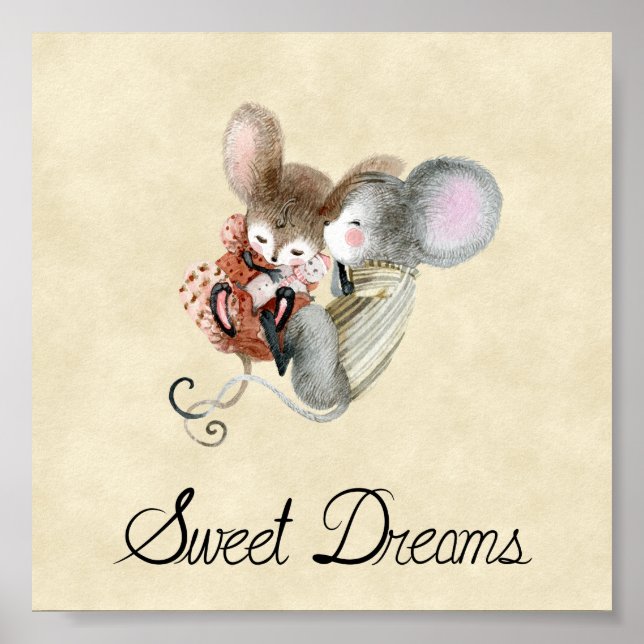 Poster (15,2 x 15,2cm) - Cute Little Mice (Vorne)