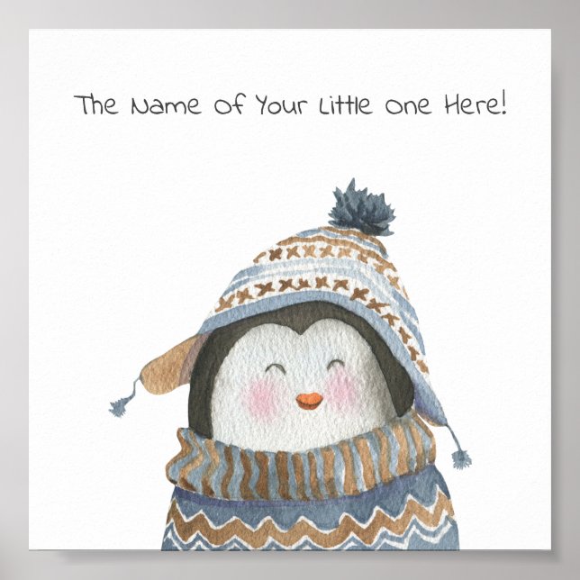 Poster (15,2 x 15,2cm) - Little Penguin (Vorne)