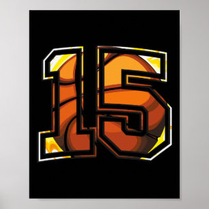 Poster 15e anniversaire de basket-ball cadeau pour le jou