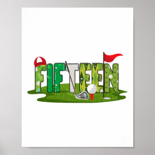 Poster 15e Anniversaire Golf Thème 15 ans Enfants Sport P