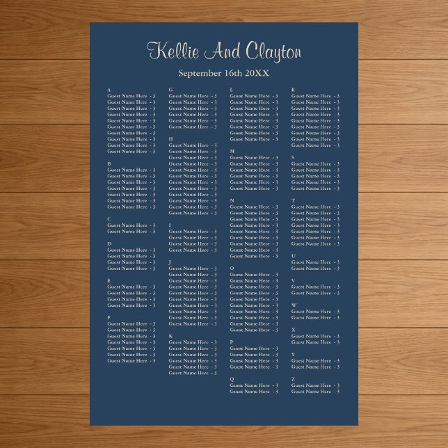 Poster 160 Classic Blue Simple Mariage Chart (Créateur téléchargé)