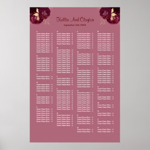 Poster 160 Mariage Floral Bourgogne Et Or