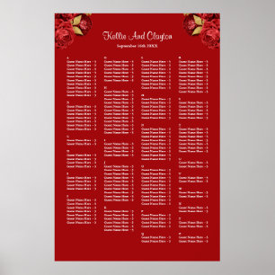Poster 160 Mariage Floral Rouge Et Or