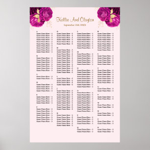 Poster 160 Mariage Rose Et Or Floral
